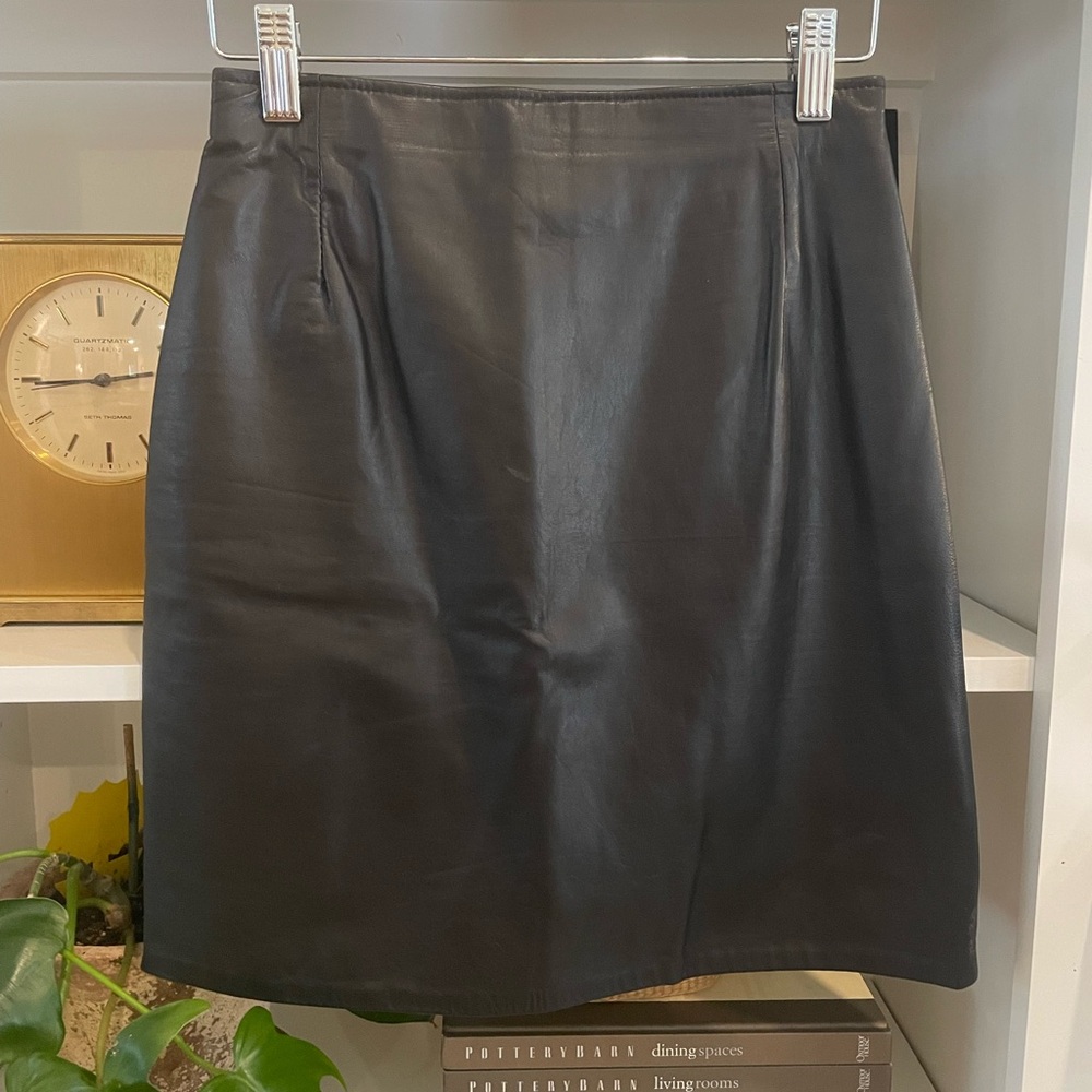 Classic Black Leather Skirt